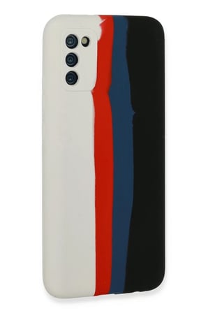 Newface Samsung Galaxy A03S Kılıf Ebruli Lansman Silikon - Beyaz-Siyah