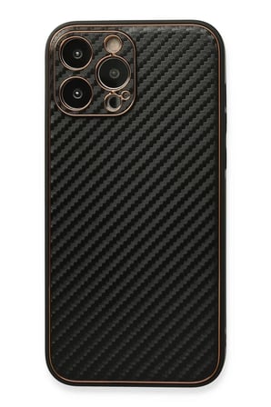 Newface Apple iPhone 13 Pro Max Kılıf Coco Karbon Silikon - Siyah