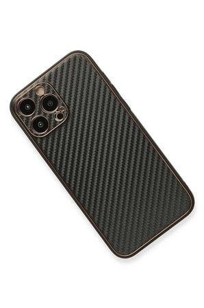 Newface Apple iPhone 13 Pro Max Kılıf Coco Karbon Silikon - Siyah