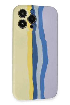 Newface Apple iPhone 13 Pro Kılıf Ebruli Lansman Silikon - Sarı-Lila