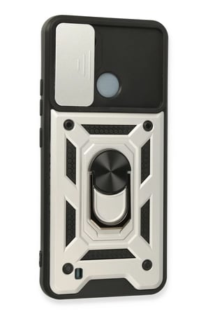 Newface Realme C11 2021 Kılıf Pars Lens Yüzüklü Silikon - Gümüş