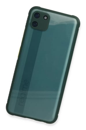 Newface Realme C11 Kılıf Miami Şeffaf Silikon - Koyu Yeşil