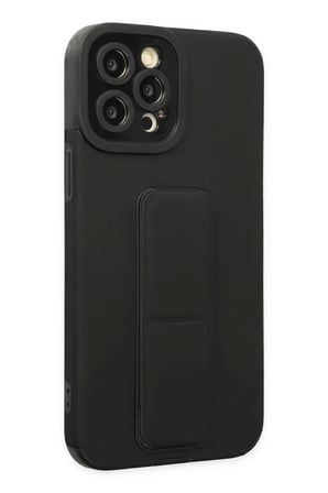 Newface Apple iPhone 12 Pro Max Kılıf Mega Standlı Silikon - Siyah