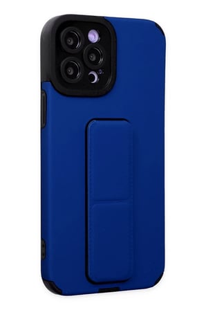 Newface Apple iPhone 12 Pro Max Kılıf Mega Standlı Silikon - Mavi