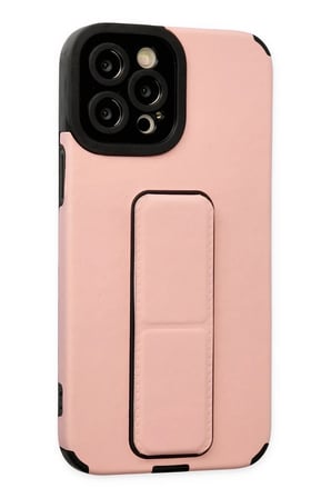 Newface Apple iPhone 12 Pro Max Kılıf Mega Standlı Silikon - Pudra