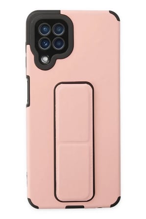 Newface Samsung Galaxy A22 Kılıf Mega Standlı Silikon - Pudra