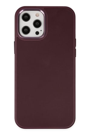 Newface Apple iPhone 12 Pro Max Kılıf Asya Deri Silikon - Mürdüm