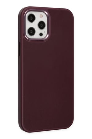 Newface Apple iPhone 12 Pro Max Kılıf Asya Deri Silikon - Mürdüm