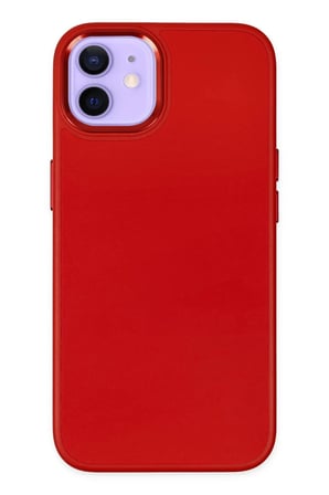 Newface Apple iPhone 12 Kılıf Asya Deri Silikon - Kırmızı