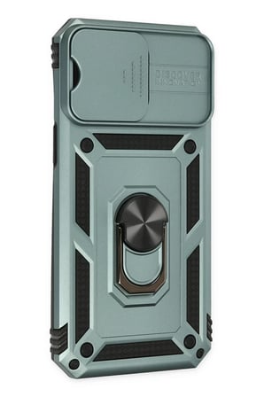 Newface Apple iPhone 14 Pro Max Kılıf Pars Lens Yüzüklü Silikon - Yeşil