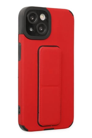 Newface Apple iPhone 14 Plus Kılıf Mega Standlı Silikon - Kırmızı