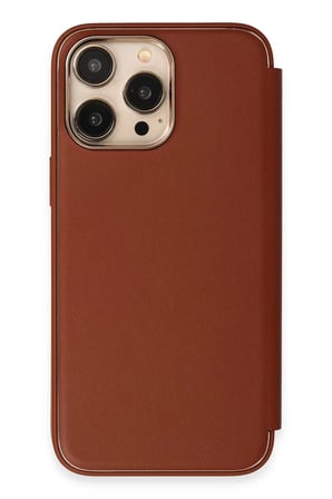 Newface Apple iPhone 13 Pro Max Kılıf Dolpin Kapaklı - Kahverengi