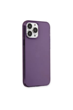Newface Apple iPhone 13 Pro Max Kılıf Pc Sert Şeffaf Kapak - Mor