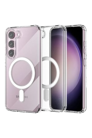 Newface Samsung Galaxy S23 Kılıf Magneticsafe Şeffaf Silikon - Şeffaf