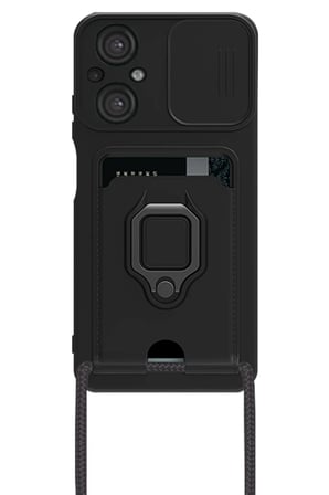 Newface Xiaomi Poco M5 Kılıf Zuma Kartvizitli Yüzüklü Silikon - Siyah
