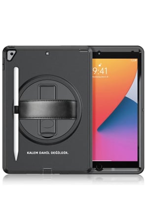 Newface Apple iPad 10.2 (7.nesil) Kılıf Hand Strap Tablet Kılıfı - Siyah