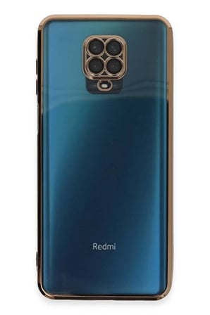 Newface Xiaomi Redmi Note 9 Pro Kılıf Razer Lensli Silikon - Gold