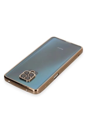 Newface Xiaomi Redmi Note 9 Pro Kılıf Razer Lensli Silikon - Gold