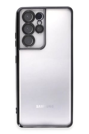 Newface Samsung Galaxy S21 Ultra Kılıf Razer Lensli Silikon - Siyah