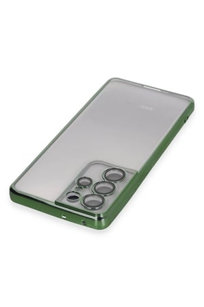 Newface Samsung Galaxy S21 Ultra Kılıf Razer Lensli Silikon - Yeşil