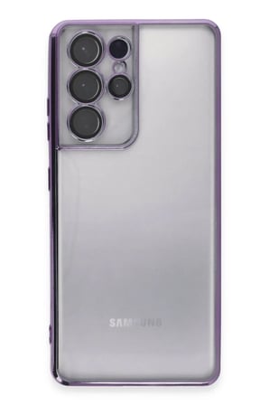 Newface Samsung Galaxy S21 Ultra Kılıf Razer Lensli Silikon - Mor
