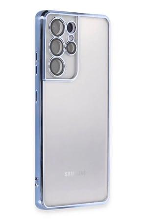 Newface Samsung Galaxy S21 Ultra Kılıf Razer Lensli Silikon - Açık Mavi