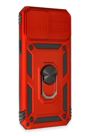 Newface Apple iPhone 12 Pro Max Kılıf Pars Lens Yüzüklü Silikon - Kırmızı