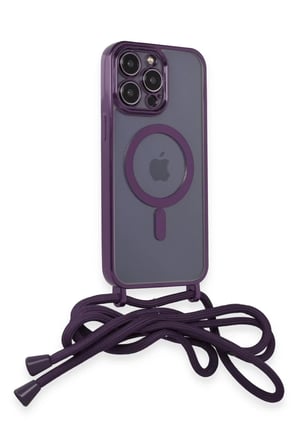 Newface Apple iPhone 13 Pro Kılıf Divo Lazer Askılı Magsafe Kapak - Derin Mor