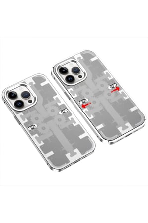 Newface Apple iPhone 14 Pro Kılıf Mekanik Bumper Kapak - Gümüş