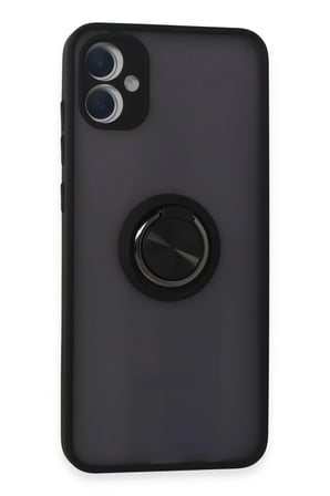 Newface Samsung Galaxy A05 Kılıf Montreal Yüzüklü Silikon Kapak - Siyah