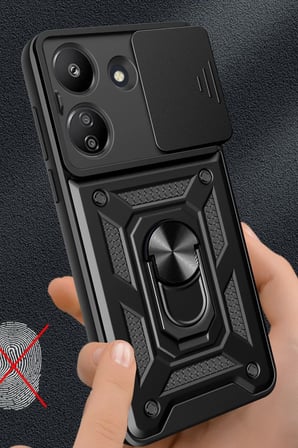 Newface Xiaomi Redmi 13C Kılıf Pars Lens Yüzüklü Silikon - Kırmızı