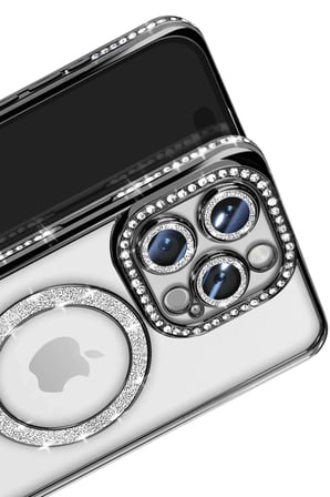 Newface Apple iPhone 16 Pro Max Kılıf Joke Simli Magneticsafe Kılıf - Siyah