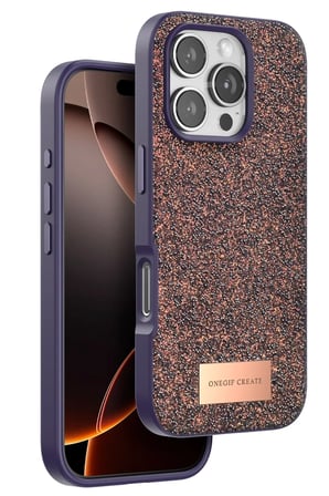Onegif Apple iPhone 16 Pro Bright Simli Kapak - Derin Mor
