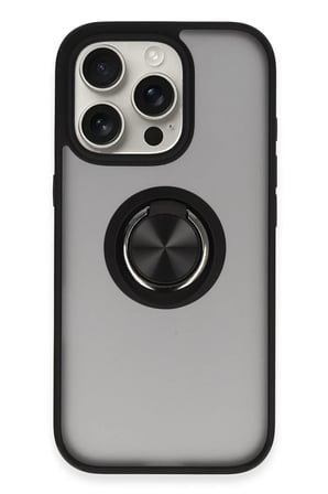 Newface Apple iPhone 16 Pro Max Kılıf Montreal Yüzüklü Silikon Kapak - Siyah