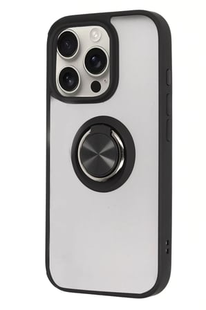 Newface Apple iPhone 16 Pro Max Kılıf Montreal Yüzüklü Silikon Kapak - Siyah