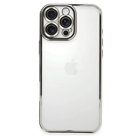 Newface Apple iPhone 16 Pro Max Kılıf Razer Lensli Silikon - Gümüş