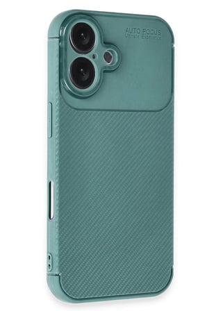 Newface Apple iPhone 16 Plus Kılıf Auto Focus Karbon Kapak - Koyu Yeşil