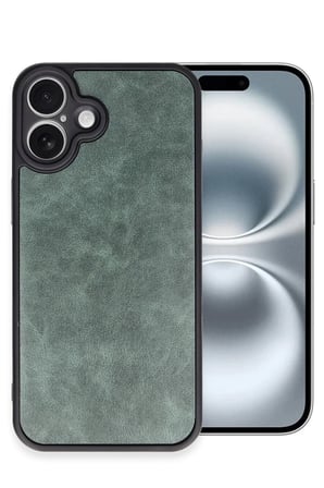 Newface Apple iPhone 16 Plus Kılıf Aras Deri Kapak - Koyu Yeşil