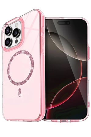 Newface Apple iPhone 16 Pro Max Live Diamond Magsafe Kapak - Pembe