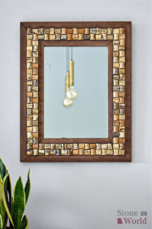 Wicker Mistik Traverten Dekoratif Ayna – 40×50 cm