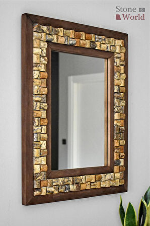 Wicker Mistik Traverten Dekoratif Ayna – 40×50 cm