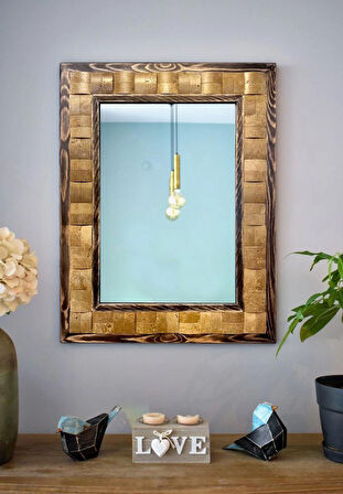 Squary Mistik Traverten Dekoratif Ayna – 50×65 cm