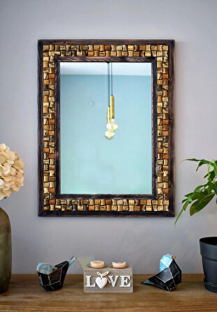 Wicker Mistik Traverten Dekoratif Ayna – 48×63 cm