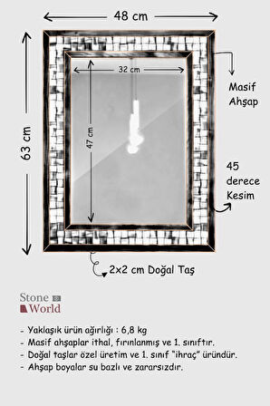 Wicker Mistik Traverten Dekoratif Ayna – 48×63 cm