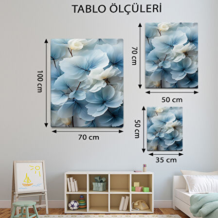 Çiçek Temalı, Mavi Yapraklar Tablo-TBL505