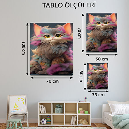 Hayvan Temalı, Renkli Kedi Tablo-TBL512