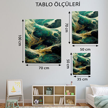 Modern Temalı, Yeşil Mermer Desenli Tablo-TBL543