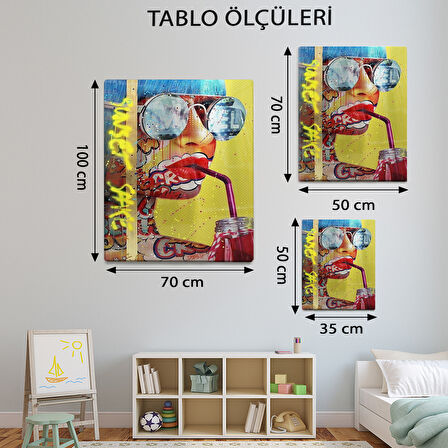 Pop Art Temalı, Kadın Portre Tablo-TBL942