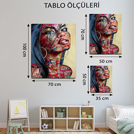 Pop Art Temalı, Kadın Portre Tablo-TBL945