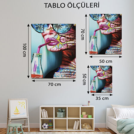 Pop Art Temalı, Kadın Portre Tablo-TBL962